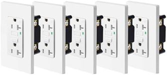 NineLeaf 5 Pack Tamper-Resistant（TR) Weather-Resistant（WR） GFCI Outlet Receptacles (20A,125V), Slim Design, LED Indicator, Decorative Wall Plates and Screws Included, ETL Certified, White