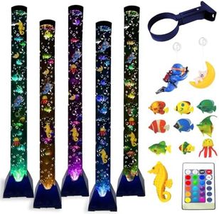 Sensory Bubble Tower Lamp with Bracket: 4 FT Bubble Fish Tube - 20 Color Adjustable 10 Moving Fish - Autism ADHD Friendly Ideal Gifts for Boys Girls