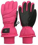 N'Ice Caps Kids Bulky Thinsulate Waterproof Winter Snow Ski Glove with Ridges (5-6 Years, Neon Pink)