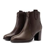 SaintG Womens Dark Brown Leather Ankle Block Heeled Boots, 3UK/36EU