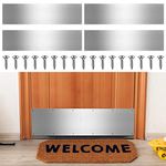 5 Sets 8 x 36 Inches Silver Door Kick Plate for Exterior Doors, Satin Aluminum Kick Plates with Screws for Wood Metal Interior/Exterior Anti Scratch Door Protection