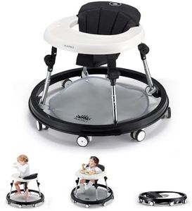 Playpals 3-in-1 Baby Walker for Boys and Girls 6-18 Months, Toddler Walker with Removable Footrest and Feeding Tray, Foldable & Adjustable Activity Walker for Toddler Infant - Black