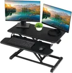 TechOrbits OF-S06-2 Desk Converter-37-inch Height Adjustable, MDF Wood, Sit-to-Stand Rise-X Pro Black, 37"