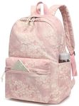 School Backpack for Teens Large Corduroy Bookbag Lightweight Girls Boys Casual High School College 17 inch Laptop Travel Bag, Pink-flower 116