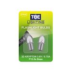 TBE LIGHTING Replacement Torch Bulbs 2D 3.6 Volt, 0.75A Bayonet Base P13.5 Krypton Bulbs, Pack of 2 Energy efficient Flashlight Krypton Bulbs to fit a Standard 2D Torches