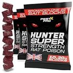 Pest X Pro Hunter – Rat Poisoning Super Strength, 3 × 200 g Sachets, Professional Rat & Mouse Killer Bait, Indoor & Outdoor Rodent Control with Bromadiolone