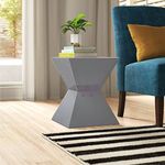 Dime Arts Shoppee Collection Wooden Geometric Square Top Side End Accent Table (Grey)