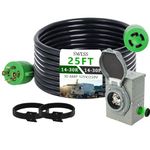 30 Amp 25 Feet Generator Extension Cord with L14-30P Generator Power Cord Inlet Box for Up to 7500W Generators Weatherproof, Outdoor Use, ETL Listed