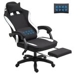 Fabric Massage Gaming Chair, Fabric Ergonomic Computer Chair, Video Game Chair, Massage Office Chair, Desk Swivel Chair, Adjustable, Reclining, Footrest, Massage Cushion, Fabric Material, Black, New