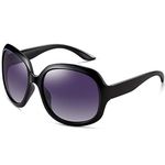 OYMI Oversized Women's Polarised Sunglasses Fashion Eyewear UV400 (Black)