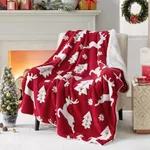 Bedsure Christmas Blanket Red - Luxury Christmas Decorations Holiday Deer Blanket Warm Cozy Sherpa Blanket Gift 50"x60"