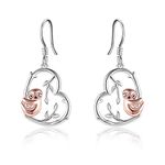 Sloth Gifts 925 Sterling Silver Sloth Earrings for Women Girls Cute Animal Heart Drop Earrings Jewellery (rose gold plated)