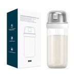 KITCHENDAO Glass Sugar Dispenser with Side Pour Spout,Built-in Lid to Slow Down Dampness with Mearsuring Marks, Elegant Borosilicate Glass Sugar Shaker,BPA Free,12oz (White)