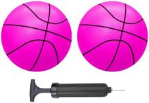 ABAJI Mini Basketballs Pink 2 Pack 5" Set with Pump Needle Durable Material for Mini Hoop 0-2 Toddlers Kids Teenagers for Pool Indoors Outdoors