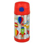 Hopop Insulated Stainless Steel Sipper Water Bottle for Kids | Double Walled Insulated Steel | Cold Water Sipper Bottle with Straw & Carry Handle | Thermos Flask | BPA Free | 300ml | Fly High