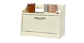 Bread Bin, Buttermilk, Freestanding Work Top Storage. Shelf Above, Traditional Design from The Minack Range by Elegant Brands