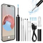 1296P HD ECleaner with Camer, Earwax Remover Tool, Visual Ear Remover Camera with 6 Silicon Ear Spoons, Ear Cleaning Kit for iOS & Android (Black)