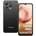 DOOGEE Mobile Phones, N55 Android 14 Phone(2024), 128GB ROM/1TB TF, 5150mAh, 90Hz 6.56" HD+ Waterdrop Screen, Octa Core, 13MP Main Camera, 4G Dual SIM Free Unlocked, OTG - Black