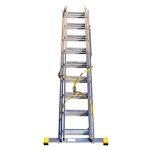 BPS Trade Master PRO - 3 Section Extension Ladder/Ladders with Integral Stabiliser, Aluminium, Rubber