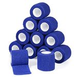 Cohesive Bandage Wrap 2" x 5 Yards, Self Adherent Vet Wrap 5CM x 4.5M Self Adhesive Bandage Tape for Wrist & Ankle Sprain Swelling Breathable Elastic Pet Bandage Grip Cover Blue (12 Roll)