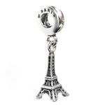 Queenberry Sterling Silver Paris Eiffel Tower Dangle Bead for European charm Bracelets Necklaces