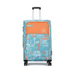 uppercase Jfk (Large) 77Cms|Check-In Trolley Bag For Travel|Dust-Resistant Eco-Soft Polyester Printed Luggage|Sustainable 8 Wheel Speed_Wheel Suitcase For Men & Women |2500 Days Warranty (Teal Blue)