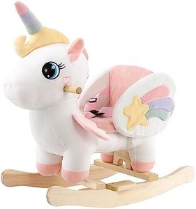 FUNLIO Unicorn Baby Rocking Horse, Rainbow Fairy Unicorn Rocking Horse for Toddlers 6 Months to 3 Years, Stuffed Ride-on Animal Rocker, Easy to Assemble, CPC & CE Certified