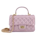 Small Quilted Crossbody Bags for Women, Genuine Leather Shoulder Bags with Gold Chain Strap, Soft Lambskin Top Handle Flap Purses, Trendy Luxury Designer Lady Dressy Evening Handbags (Pearl Pink)