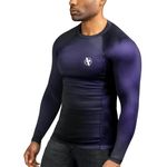 Hayabusa Fusion Long Sleeve Jiu Jitsu Rashguard - Black/Purple, Large