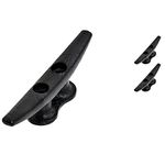 QPURO 4 Inch Black Dock Cleat - Cast Iron Boat Cleats, Rope Cleat, Boat Dock Cleats - Ideal for Marine, Nautical Decor (2-Pack)