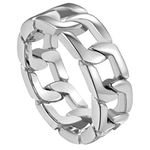 ChainsPro Stainless Ring Size 8 Steel Chain Link Spinner Rapper Ring for Men and Women