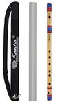 Kanha Flute D Scale Flute Musical Instrument Natural Medium Assam Bamboo - Right Handed Bansuri Flute Original Size 17 Inch Music Instruments With Flute Cover