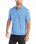 Nautica Men's Classic Fit Short Sleeve Soft Cotton Polo Shirt, Rivieria Blue Solid, Large