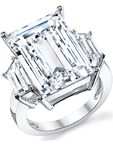 Metal Masters Co. 9 Carats Sterling Silver 925 Kim Kardashian Engagement Wedding Ring Emerald-Cut Cubic Zirconia, Metal, Cubic Zirconia