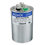 BoJack 45+7.5 uF 45/7.5 MFD ±6% 370/440 V AC CBB65 Dual Run Circular Start Capacitor for AC Motor Run or Fan Start or Condenser Straight Cool or Heat Pump Air Conditioner