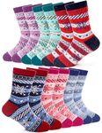 Kids Wool Socks for Boys Toddlers Girls Warm Winter Hiking Thick Cozy Thermal Boot Heavy Crew Stocking Stuffers for Kids Gifts Socks 6 Pairs(Snowflake,4-7 Y)