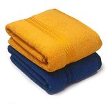 Lukzer 2PC 600 GSM Bath Towel Soft 100% Cotton Light Weight Super Absorbant Perfect for Bathroom Body Napkin (75x150cm/Yellow & Blue)