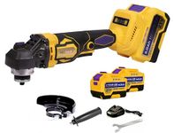 MECRAAF® Cordless 21V Power Angle Grinder | 2x 6.0Ah Batteries & Fast Charger | 9000RPM | Brushless Motor Metal Grinder for Cutting Polishing with Auxiliary Handle | 6 months motor warranty