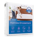 LINENSPA Zippered Encasement Waterproof, Dust Mite Proof, Bed Bug Proof, Hypoallergenic Breathable Mattress Protector, Twin, White