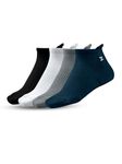 XYXX Cotton Mens Ankle-Length Socks, Solid, Pack of 4, XYSKS4PCKN01, Pitch Black+Icy Grey+Polar White+Midnight Blue, Casual
