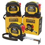 LEXIVON [3-Pack] 16Ft/5m DuaLock Tape Measure | 1-Inch Wide Blade with Nylon Coating, Matte Finish White & Yellow Dual Sided Rule Print | Ft/Inch/Fractions/Metric (LX-207X3)