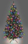 SHATCHI 4Ft-12Ft Pre-Lit Artificial Christmas Tree Alaskan Pine Black Tips Xmas Home Decorations Metal Stand Warm White/Multicolour LEDs, 7Ft/210CM