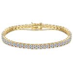 Thunaraz Tennis Bracelet for Women 18K White Gold Plated Round Cubic Zirconia Gold Tennis Diamond Bracelet 4.0mm Classic Diamond Cut Faux CZ Tennis Bracelet 8 Inch