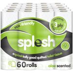 Splesh by Cusheen 3-ply Toilet Roll - Aloe Vera Fragrance (60 Pack) Soft, Quilted Bulk Toilet Rolls, Toilet Tissue and Loo Rolls – Eco-Friendly Toilet Paper Sustainably Crafted in The UK