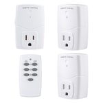 BN-LINK Mini Wireless Remote Control Outlet Switch Power Plug in for Household Appliances, Wireless Remote Light Switch, LED Light Bulbs, White (1 Remote + 3 Outlet) 1250W/10A