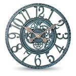 12-Inch Indoor or Outdoor Wall Clock Waterproof Outside Clock, Decor Clock for Patio, Pool, Garden, Fence, Porch, Lanai, Farmhouse Decor (Green)