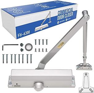 Door Closer Lightweight Commercial Door Closer FS-6300, Size 4, w/Fitting Template - Regular, Top Jamb or Parallel Installation (Silver)