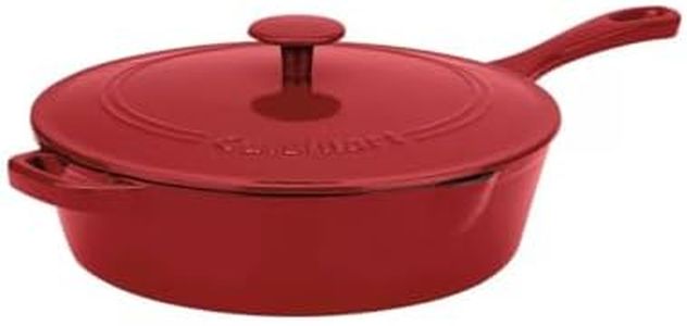 Cuisinart 12-Inch Cast Iron Chicken Fryer with Lid, 4.5 Quart Capacity, Porcelain Enameled Interior, Oven Safe, Induction Compatible, Enameled Red
