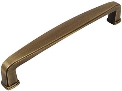Cosmas 10 Pack 4392-128BAB Brushed Antique Brass Modern Cabinet Hardware Handle Pull - 5" Inch (128mm) Hole Centers