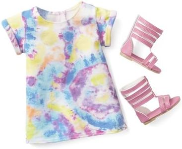 American Girl Truly Me 18-inch Doll Show Your Artsy Side Outfit with Tie Dye T-Shirt Dress and Pink Sandals, For Ages 6+